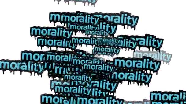 Video Animat Împrăștiat Cuvintele Moralitate Fundal Alb — Videoclip de stoc