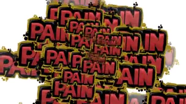 Animerad Video Utspridda Med Orden Pain Vit Bakgrund — Stockvideo