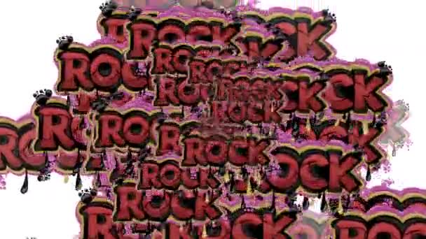 Animované Video Rozptýlené Slovy Rock Bílém Pozadí — Stock video