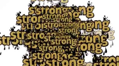 Beyaz arka planda STRONG sözleriyle dağılmış animasyon videosu