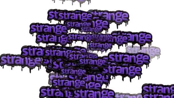 Animerad Video Utspridda Med Orden Strange Vit Bakgrund — Stockvideo