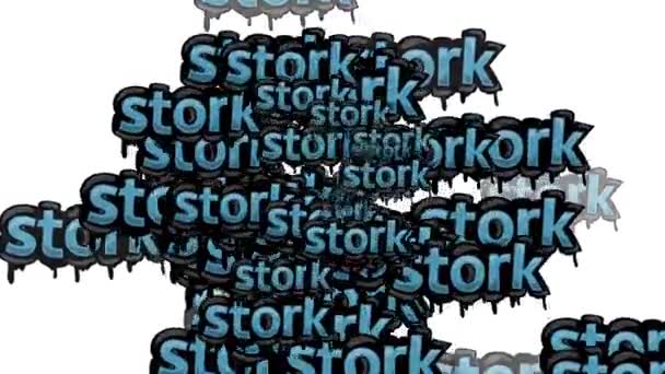 Animované Video Roztroušené Slovy Stork Bílém Pozadí — Stock video