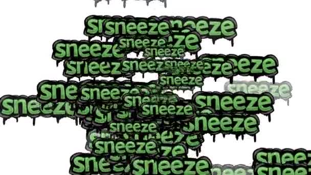 Анімаційне Відео Розсіяне Словами Sneeze Білому Тлі — стокове відео