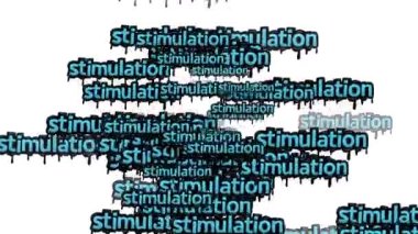 Beyaz arka planda STIMULATION sözleriyle dağılmış animasyon videosu