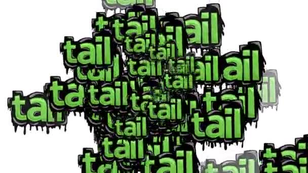Beyaz Arkaplanda Tail Sözleriyle Dağılmış Animasyon Videosu — Stok video