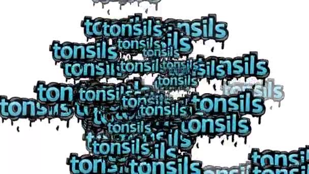 Κινουμένων Σχεδίων Βίντεο Διάσπαρτα Τις Λέξεις Tonsils Λευκό Φόντο — Αρχείο Βίντεο