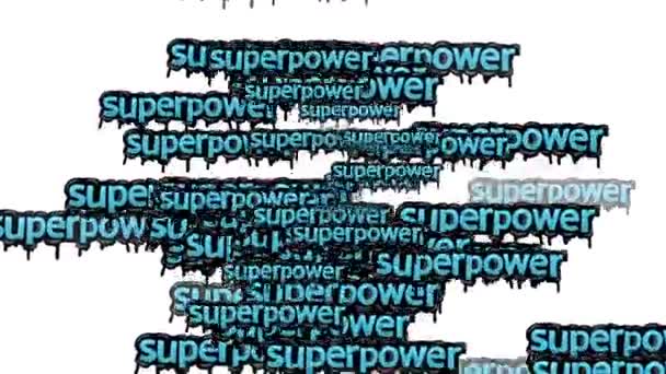 Animované Video Rozptýlené Slovy Super Power Bílém Pozadí — Stock video