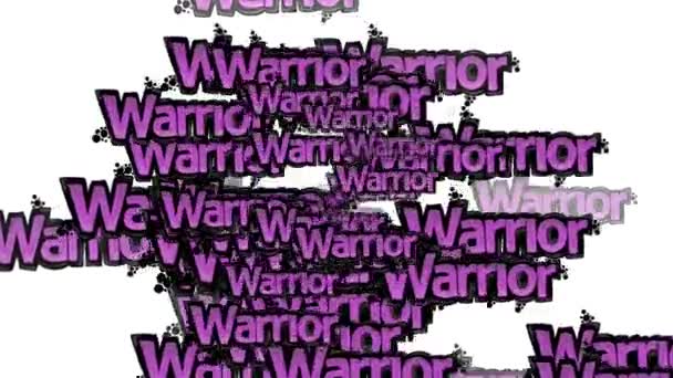 Animated Video Scattered Words Warrior White Background — Stock Video