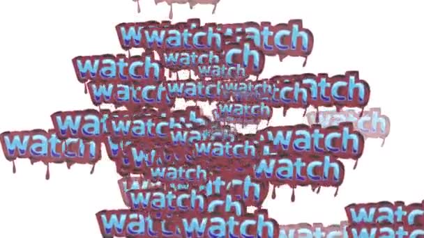 Κινούμενα Βίντεο Διάσπαρτα Τις Λέξεις Watch Λευκό Φόντο — Αρχείο Βίντεο