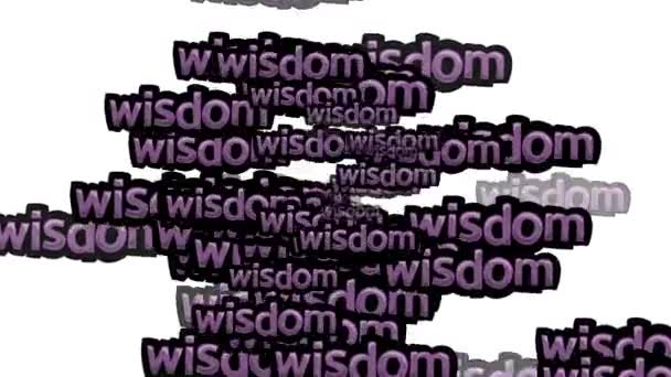Анимированное Видео Разбросанное Словами Wisdom Белом Фоне — стоковое видео