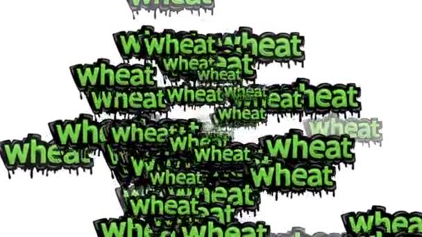 배경에 Wheat 단어들이 흩어져 — 비디오