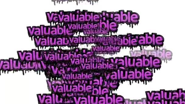 Animated Video Scattered Words Valuable White Background — Stock Video