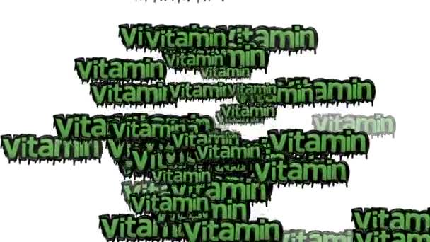 Анімаційне Відео Розсіяне Словами Vitamin Білому Тлі — стокове відео