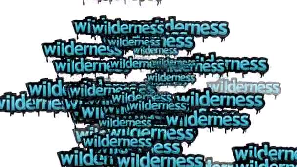Vídeo Animado Espalhado Com Palavras Wilderness Fundo Branco — Vídeo de Stock