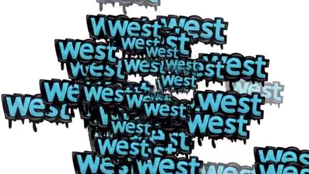 Анимационное Видео Разбросанное Словами Запад Белом Фоне — стоковое видео