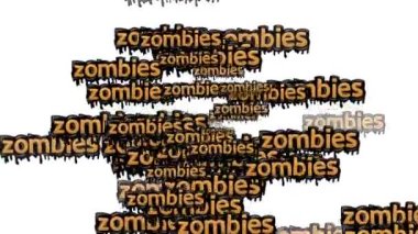 Beyaz arka planda ZOMBIES sözleriyle dağılmış animasyon videosu