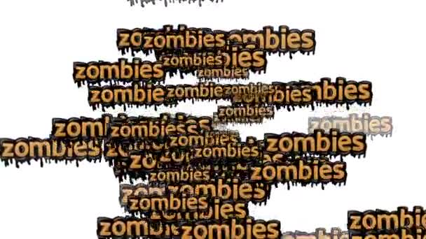 Geanimeerde Video Verspreid Met Woorden Zombies Een Witte Achtergrond — Stockvideo