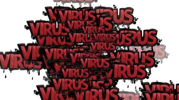 白い背景に単語 ウイルス で散らばっているアニメーションビデオ — ストック動画