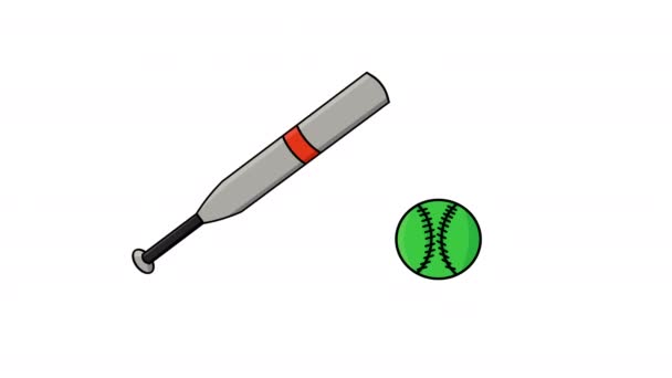 Animation Moving Baseball Bat Base Ball — Stock Video