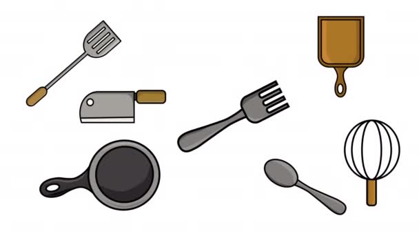 Animace Pohyblivého Kuchyňského Vybavení — Stock video
