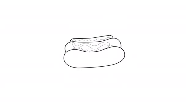 Vídeo Animado Boceto Negro Una Forma Hot Dog — Vídeos de Stock