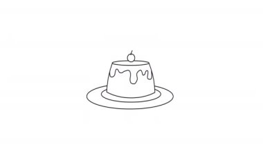 Puding şeklindeki siyah bir çizimin animasyon videosu