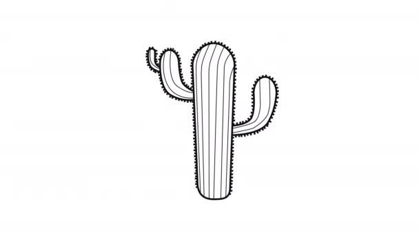 Animowany Czarny Szkic Kształcie Kaktusa — Wideo stockowe