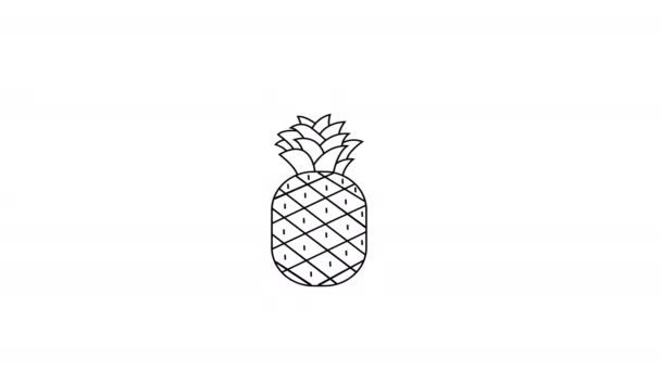 Animerad Video Svart Skiss Ananasform — Stockvideo