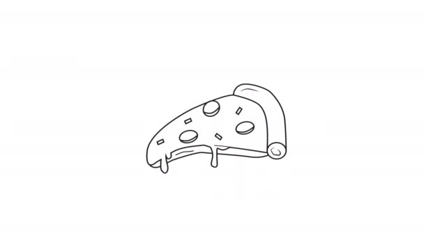 Animerad Video Svart Skiss Pizzaform — Stockvideo