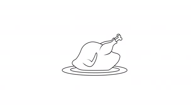 Анимированное Видео Эскиза Жареного Цыпленка — стоковое видео