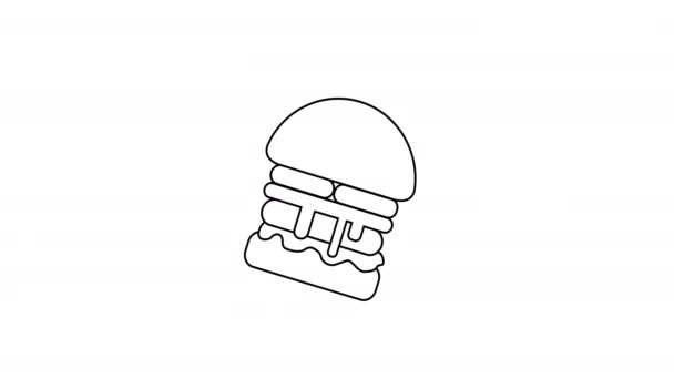 Animované Video Černého Náčrtu Burgeru — Stock video