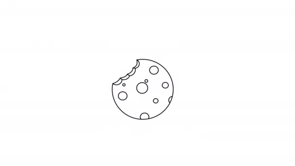 クッキーの形状の黒いスケッチのアニメーションビデオ — ストック動画