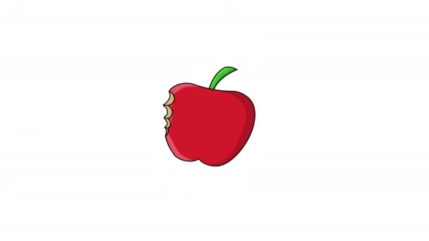 Pohybující Animace Pokousaného Červeného Jablka — Stock video