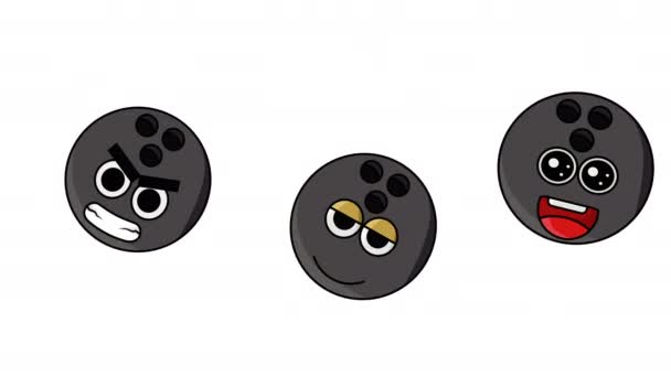 Animovaný Emotikon Tvaru Bowlingové Koule — Stock video