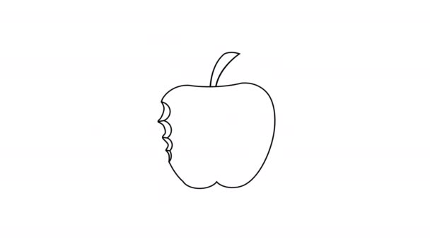 Animierte Skizze Eines Gebrauchten Apfel Logos Das Gebissen Wird — Stockvideo