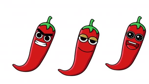 Animação Emoticons Personagens Chili Movimento — Vídeo de Stock