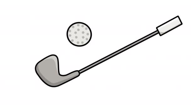 高尔夫球杆和高尔夫球的动画录像 — 图库视频影像