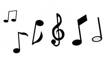 beyaz arkaplan üzerine hareketli müzik notaları