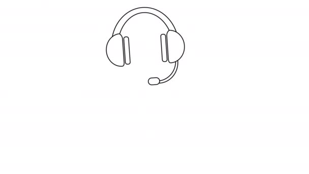 Animated Video Headset Logo Sketch — Stock Video