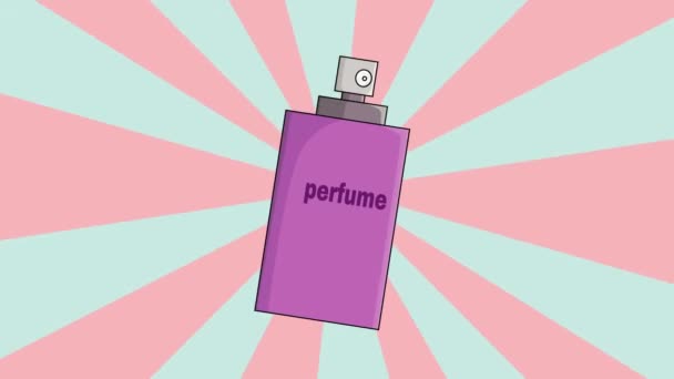 Animasi Botol Parfum Dengan Latar Belakang Berputar — Stok Video