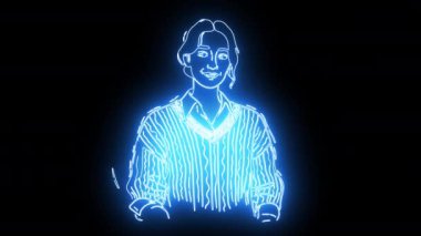 Parlak neon efektli süveter giyen bir kadının ikonu