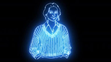 Parlak neon efektli süveter giyen bir kadının ikonu