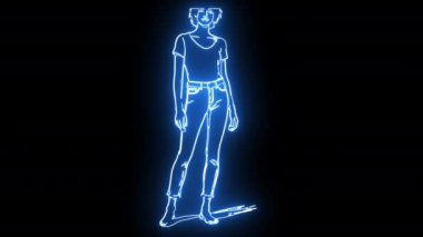 Parlak neon efektli kot giyen bir kişinin simgesi