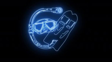 Parlayan neon etkisi olan dalgıç ekipman simgesi