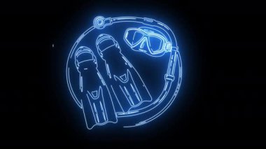 Parlayan neon etkisi olan dalgıç ekipman simgesi