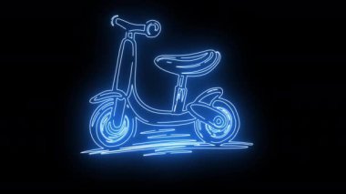 Parlak neon efektli çocuk bisikleti simgesi