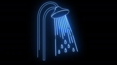 Parlak neon efektli banyo ikonu