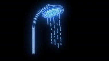 Parlak neon efektli banyo ikonu