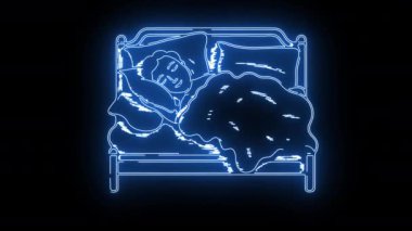 Parlayan neon efektli bir şiltenin üzerinde uyuyan ikon