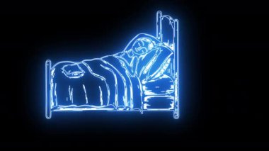 Parlayan neon efektli bir şiltenin üzerinde uyuyan ikon